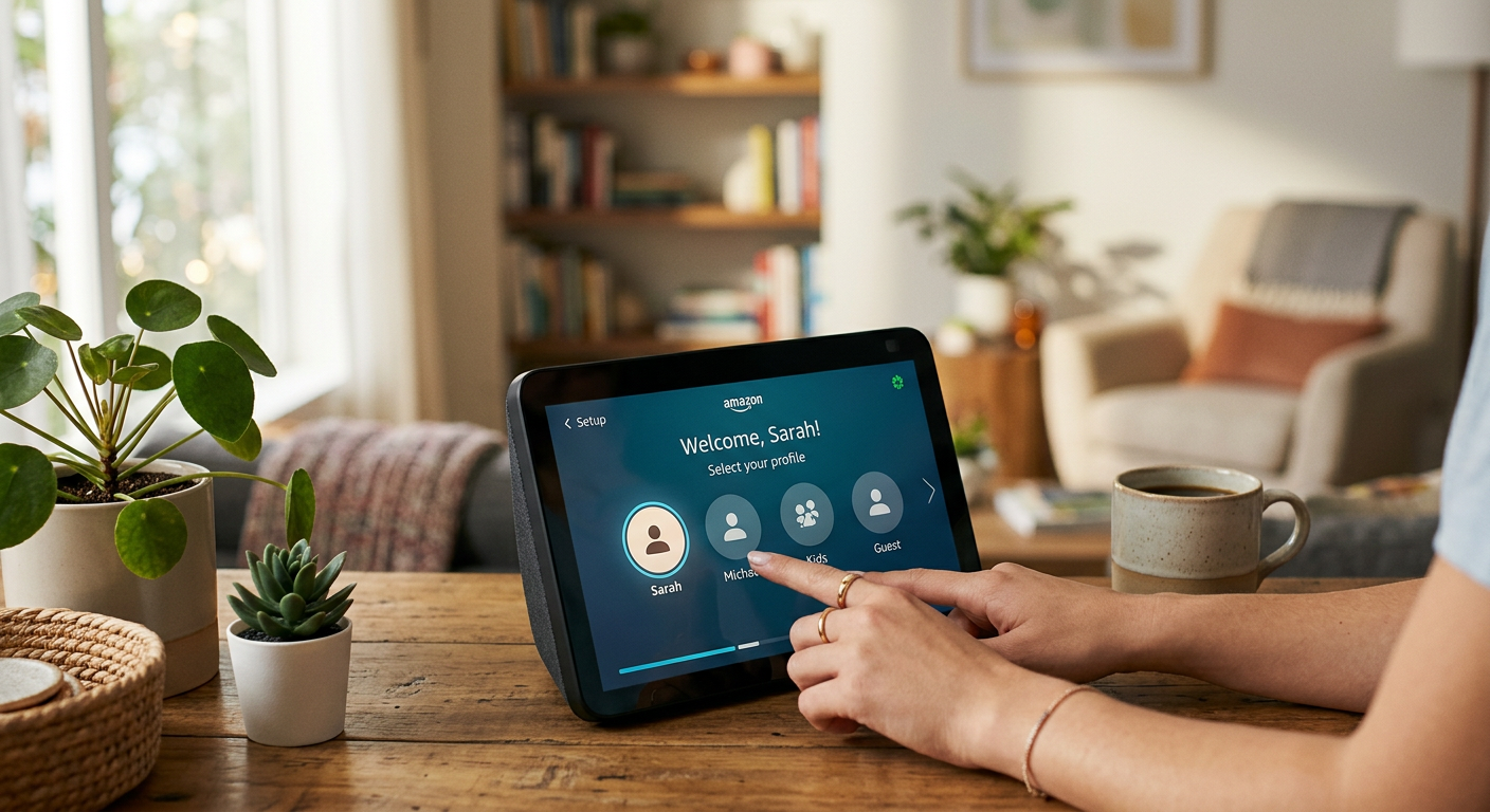Echo Show 11のセットアップ画面でアカウント情報が自動認識されている様子