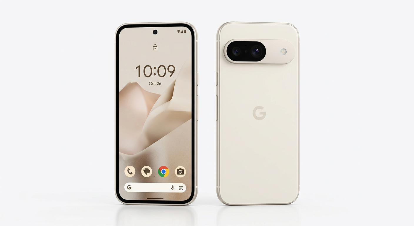Google Pixel 9aのポーセレンカラー本体外観とフラットなカメラデザイン