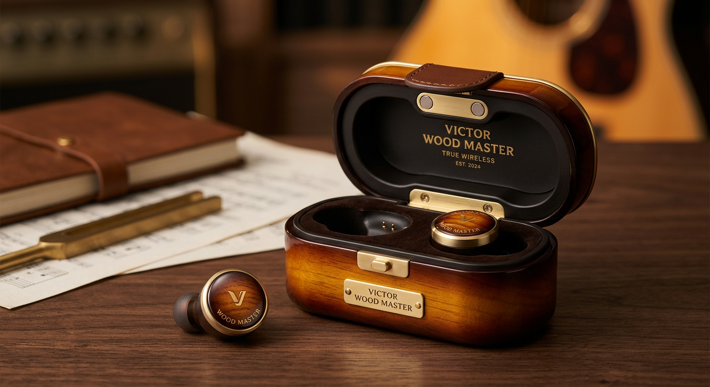 Victor WOOD MASTERの本体と楽器をイメージしたケースのデザイン