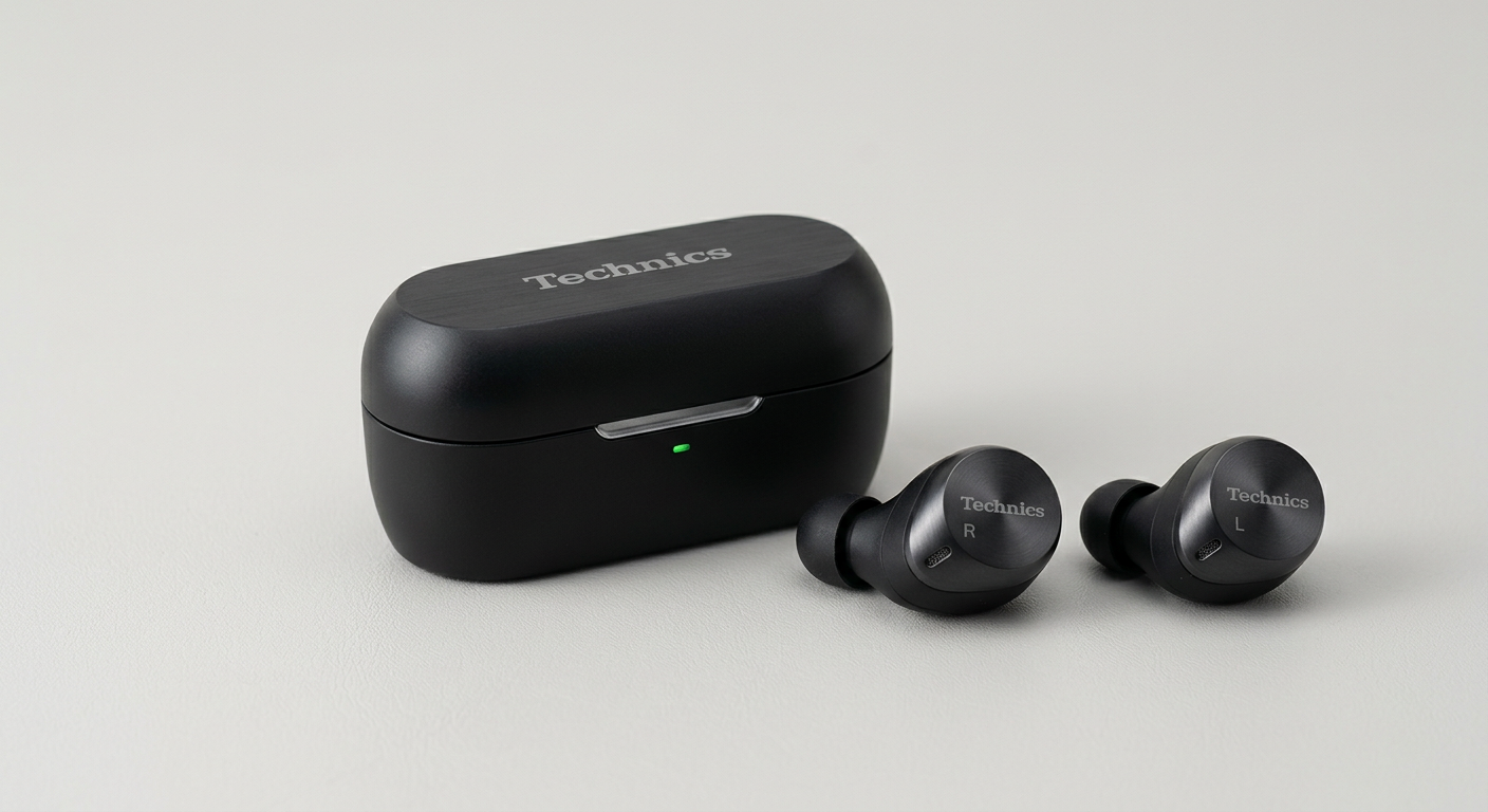 Technics EAH-AZ100の本体とコンパクトなケース