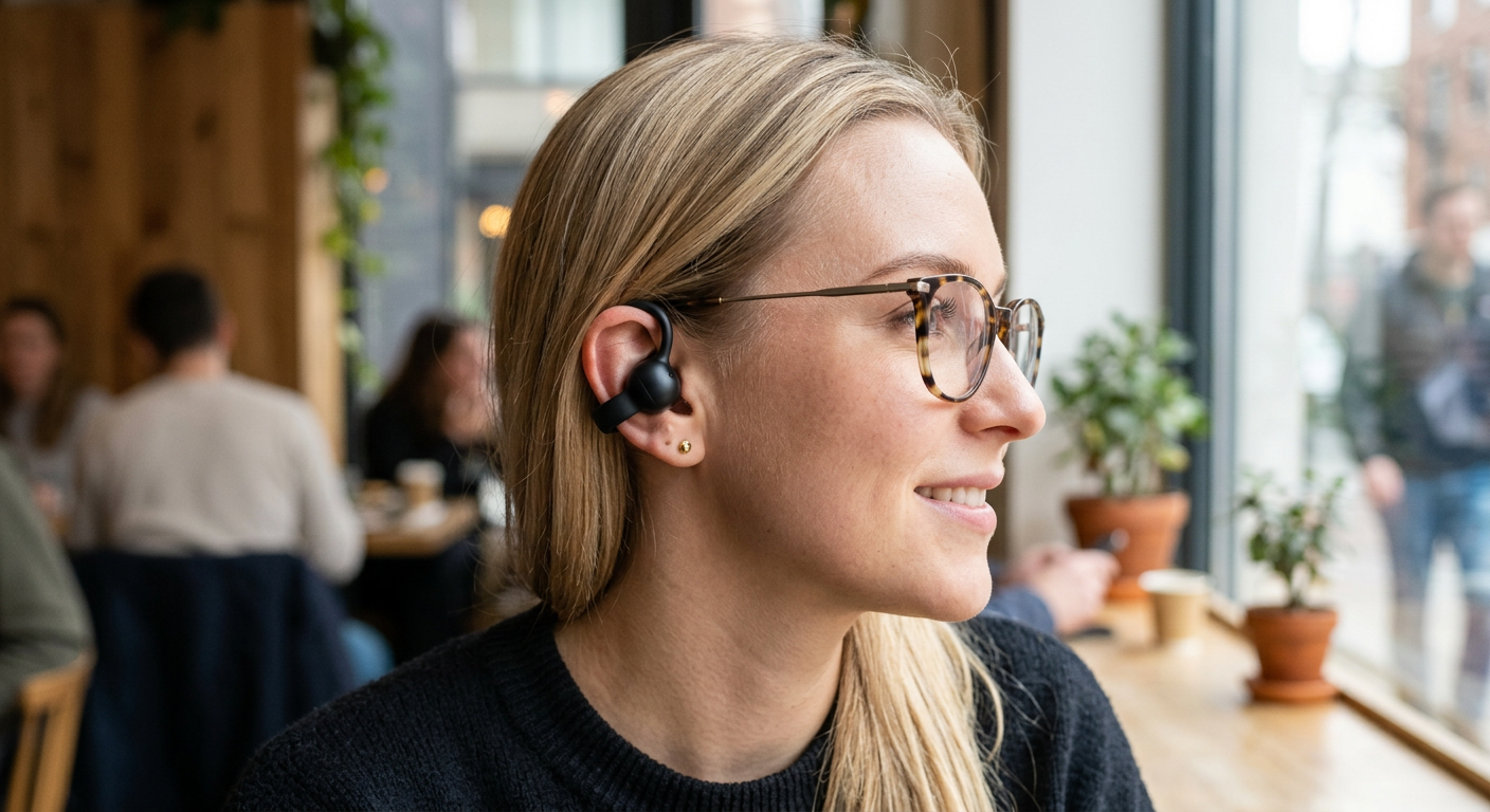 HUAWEI FreeClip 2を装着した状態の耳元アップ写真