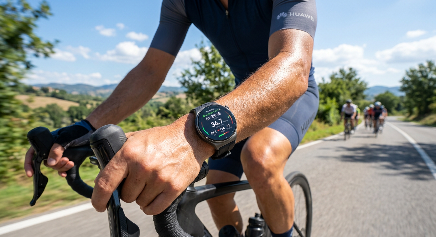 HUAWEI WATCH GT 6 Proのディスプレイを屋外の太陽光の下で表示している様子