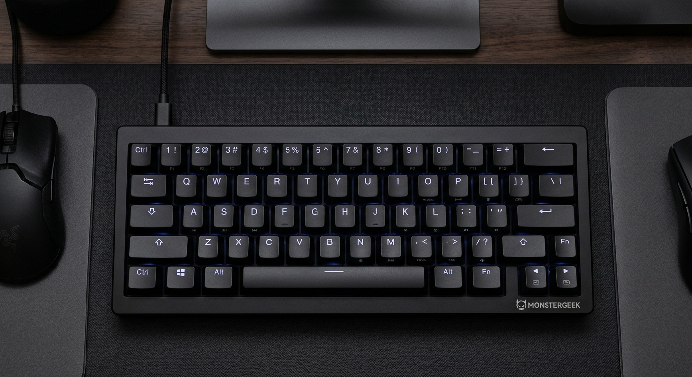 MonsterGeeK Fan60 ProSPの本体外観。ブラックモデルの全体像